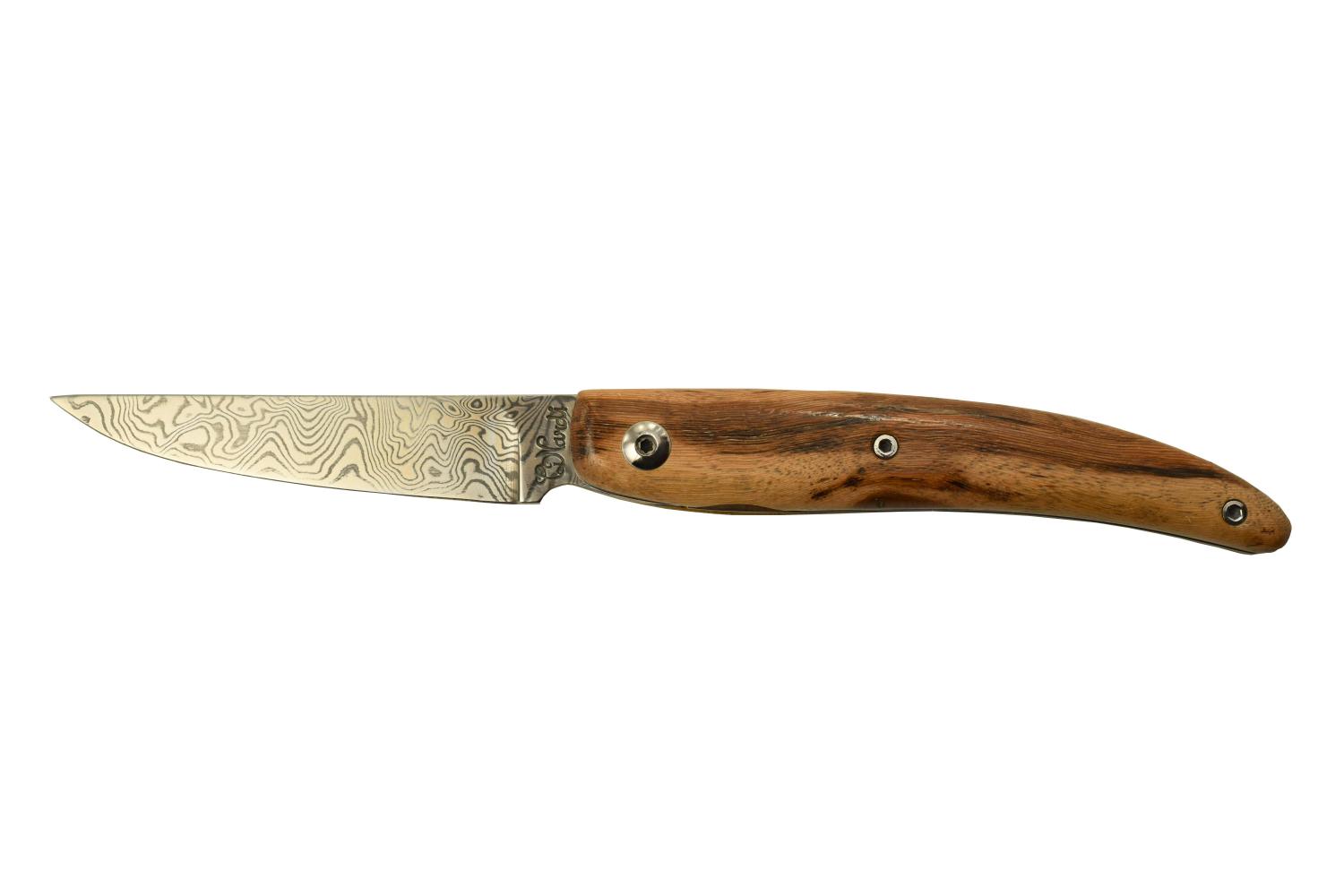 Couteau de poche damas Lépinin 10cm en cep de vigne